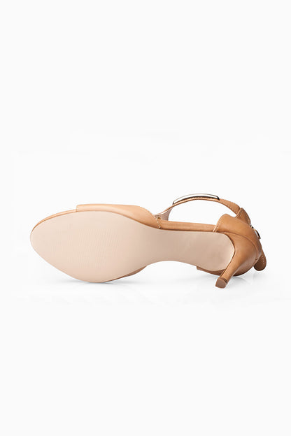 Peep Toe Metalic T-strap Heels Sandals