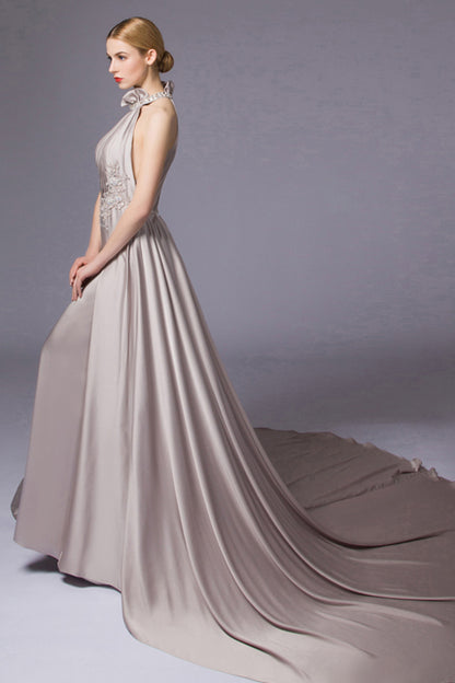 Ruffle Little Mock Neck With Acrylic Neck Round Off Shoulder Long Dress