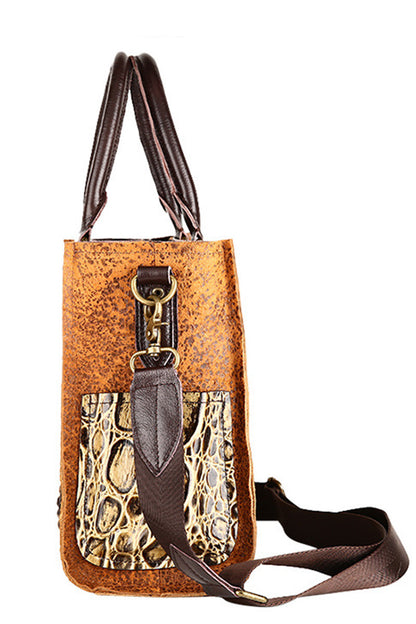 Leopard Blocked Briefcase Shoulder Handbag