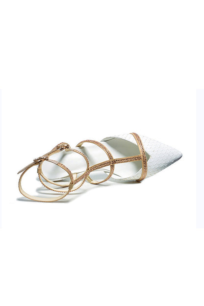 Strappy Pointed Toe Buckle Strap Flats