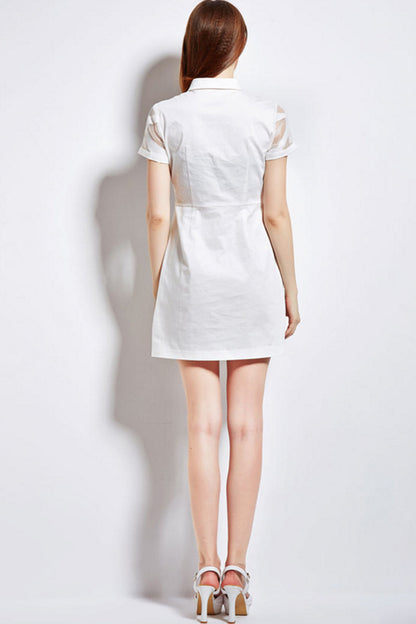 Laple Short Sleeve Sheer Chiffon Slim Dress