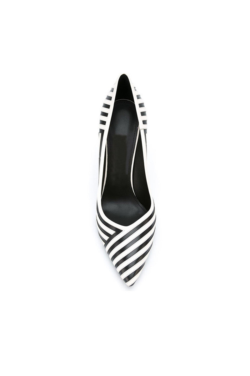 Zebra Stripe Pointed Toe Stileeto Pumps