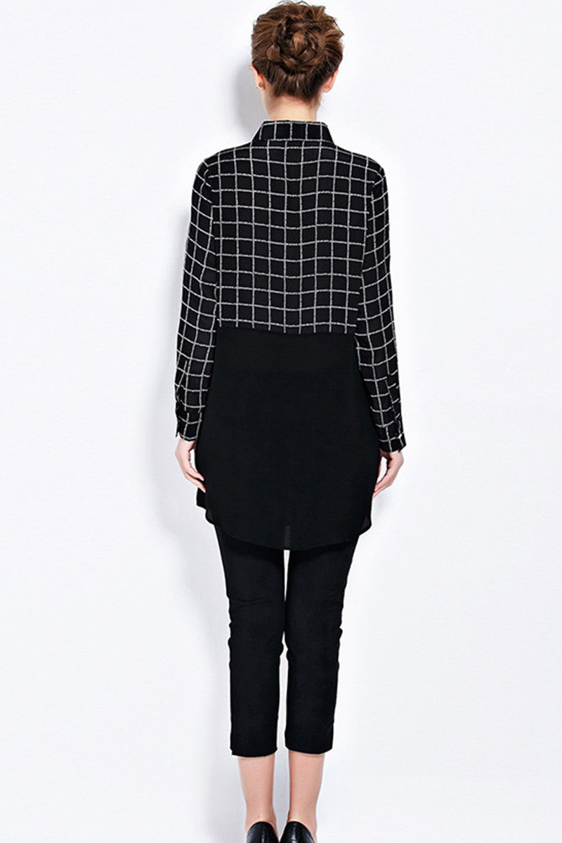 Patch Plaid Slant Pocket Shirt