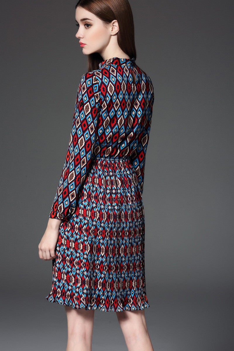 Round Collar Pope Printing Swing Mini Dress