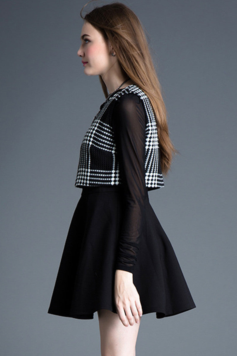 WOMEN'S ELEGANT WEAR TO WORK LONG SLEEVE PLAID DRESS