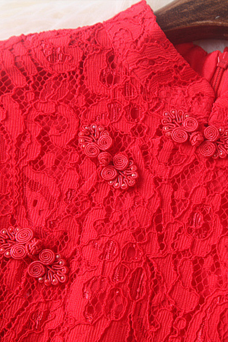 Camellia Shade Lace Elegant Cheongsam - NJOYDRESS - 3