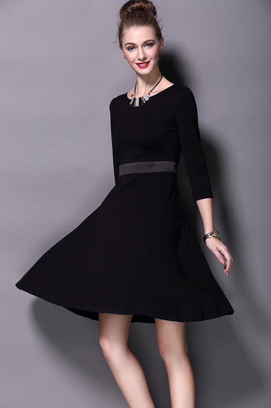 Casual Ponte Dress With Satin Waistline