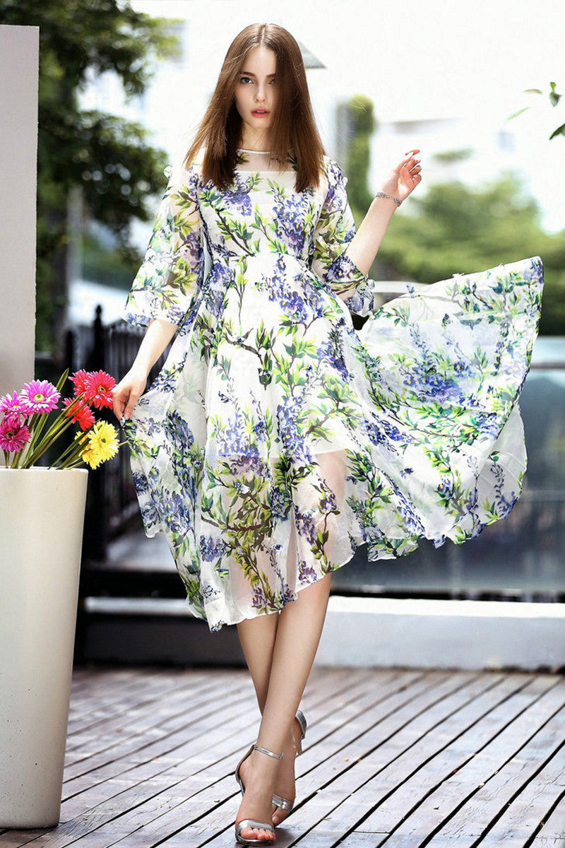 Printing Summer Dresses Slim Sportive Longuette - NJOYDRESS - 2