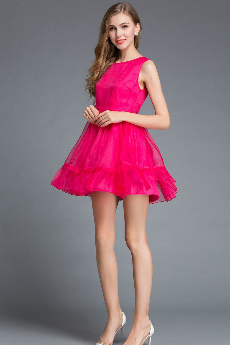 [30% OFF TILL 8 APR] Sleeveless Grace Round Neck Chiffon Cocktail Skater Dress