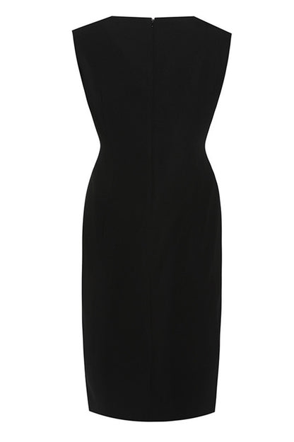 Round Collar Full  Floral Embroidery Slim Elegant Dress