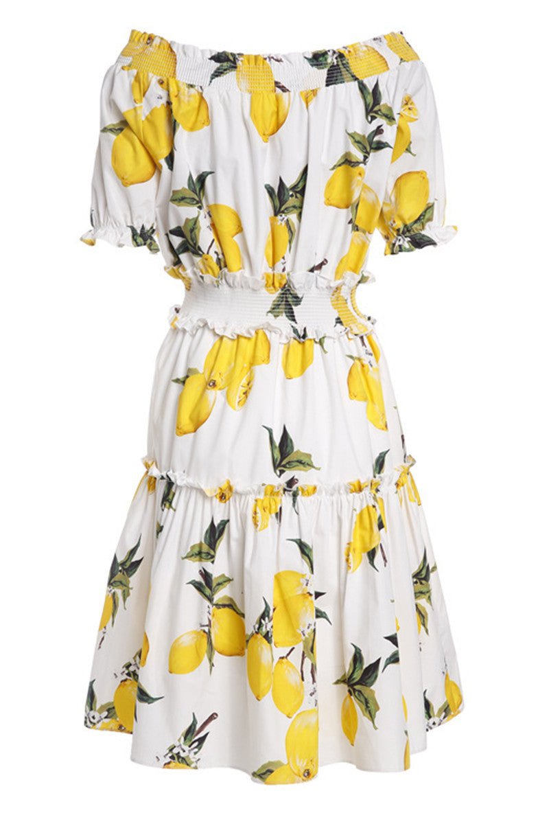 WOMEN'S CASUAL BOAT NECK SHORT SLEEVE LOOSE FLOWER PRINTING DRESS
