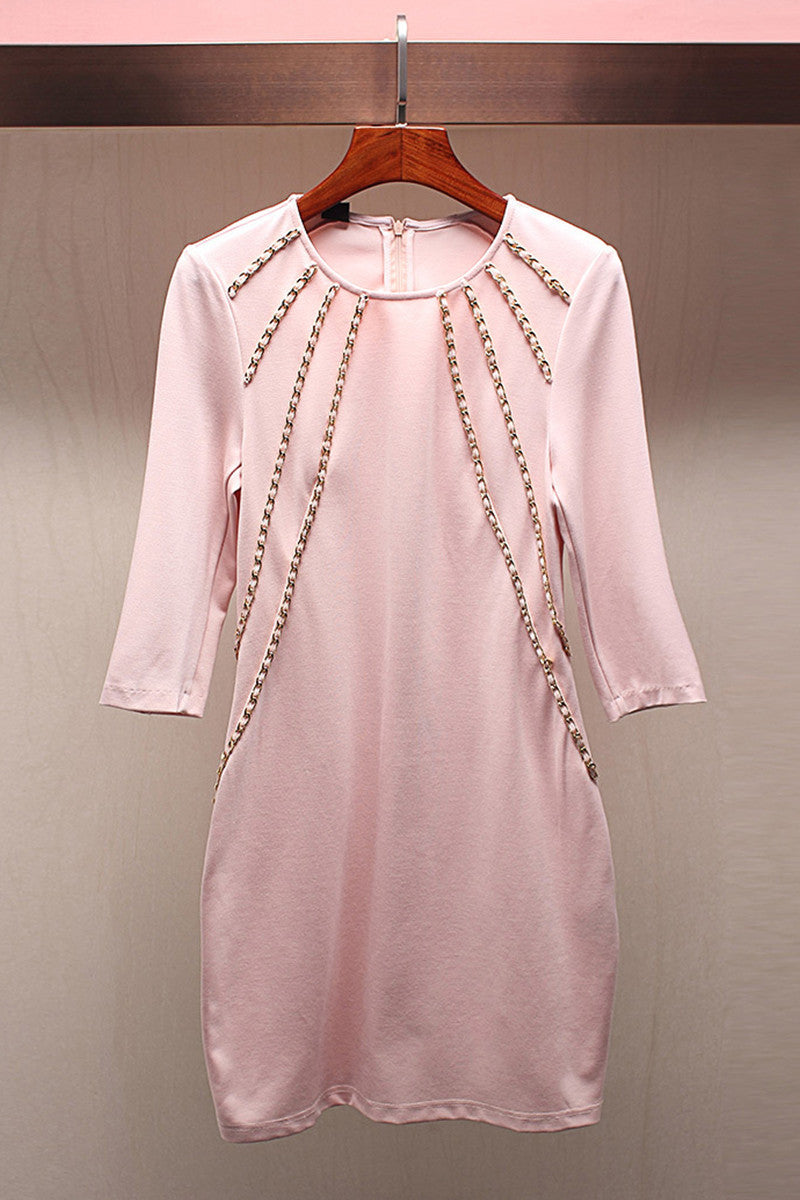 WOMEN'S ELEGANT ROUND NECK 3/4 SLEEVE WEAR TO WORK FORMAL DRESS