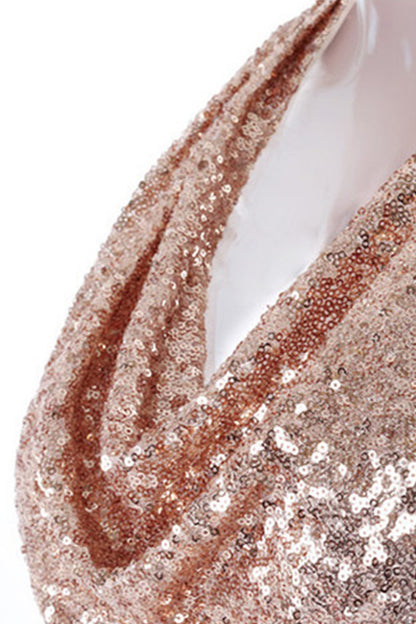V-Neck Sequin Top  With  Beaded Party Dress