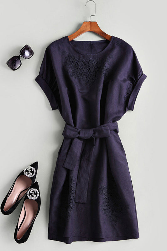 GRACE CASUAL ROUND NECK BATWING SLEEVE OL SHORT DRESS