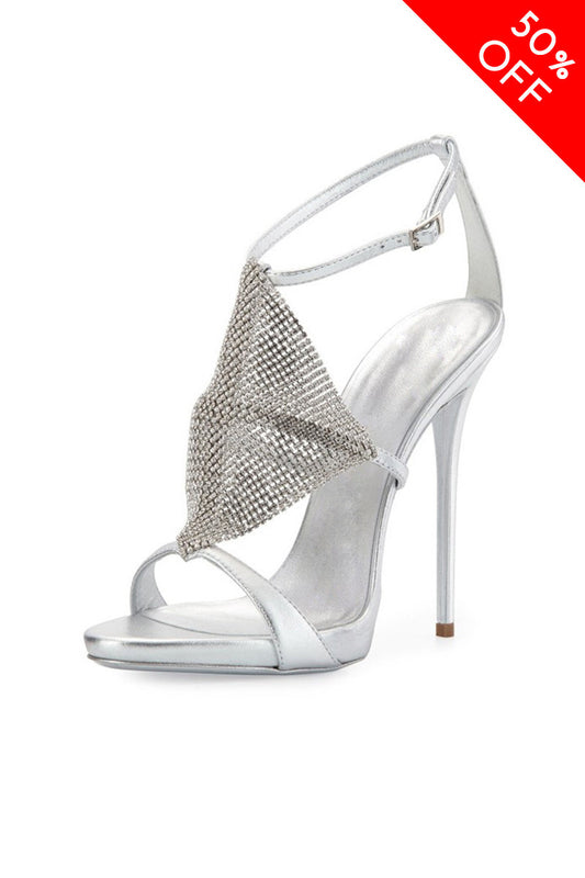 [50% OFF TILL 7 APR] Rhinestone Open Toe Caged Buckle Shandals