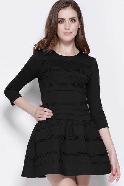 WOMEN'S ROUND NECK 3/4 SLEEVE LAYERED DRESS