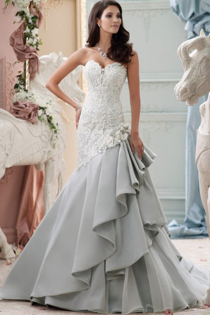 Rosette Tube Pleated Replum Maxi Party Dress