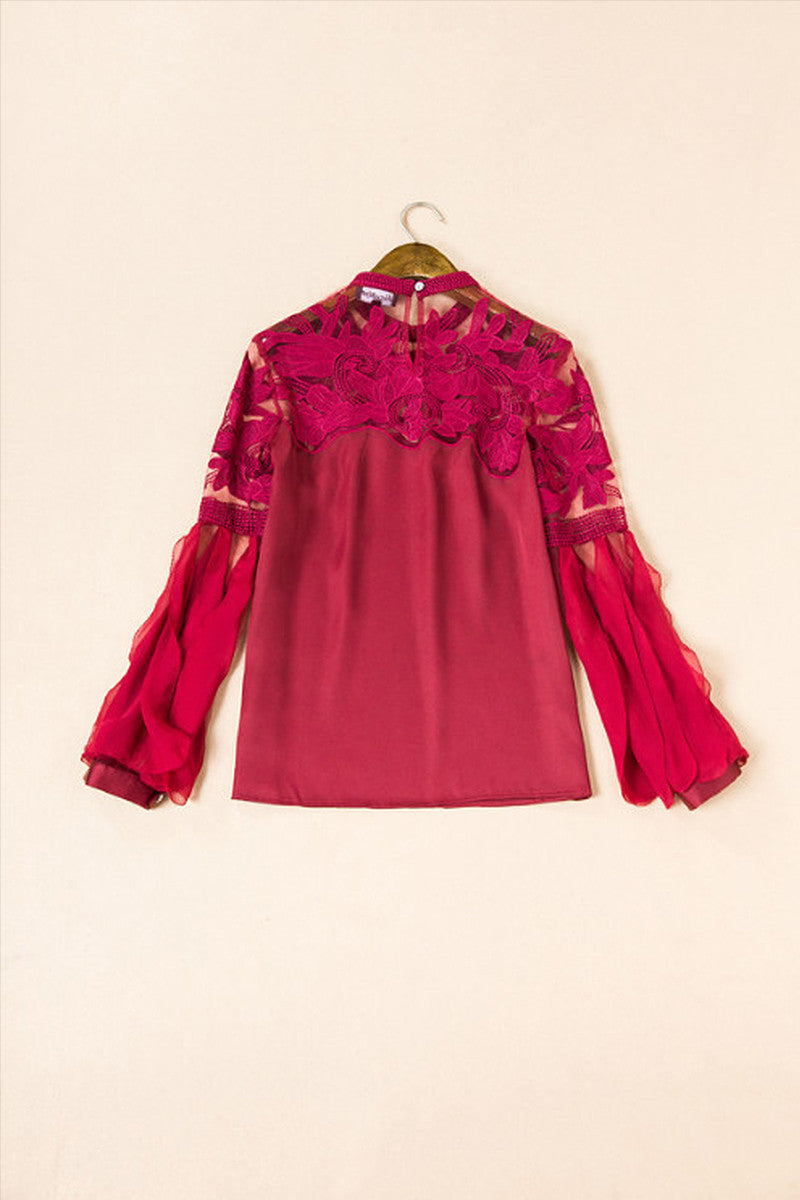 WOMEN'S CASUAL ROUND NECK LOOSE RUFFLES SLEEVE BLOUSE