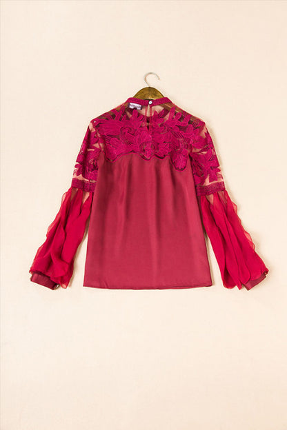 WOMEN'S CASUAL ROUND NECK LOOSE RUFFLES SLEEVE BLOUSE