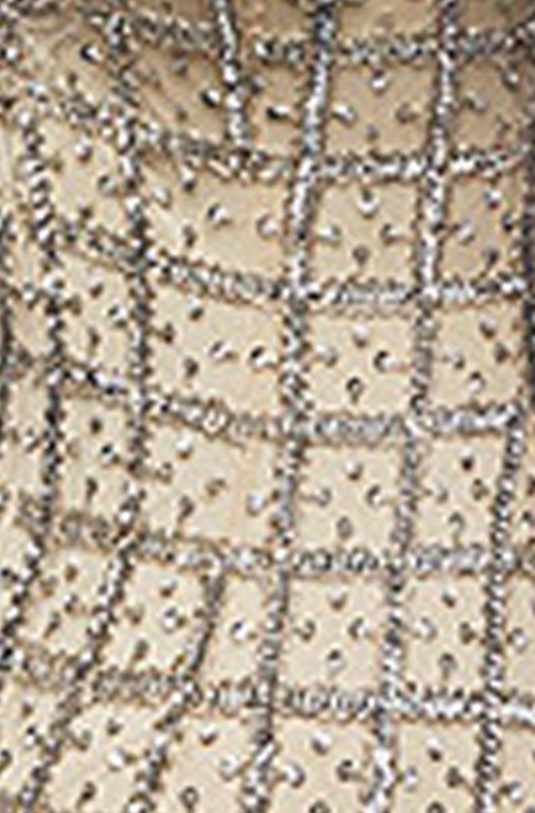 V-Shade Back Cap Sleeve Sequin Lace Dress