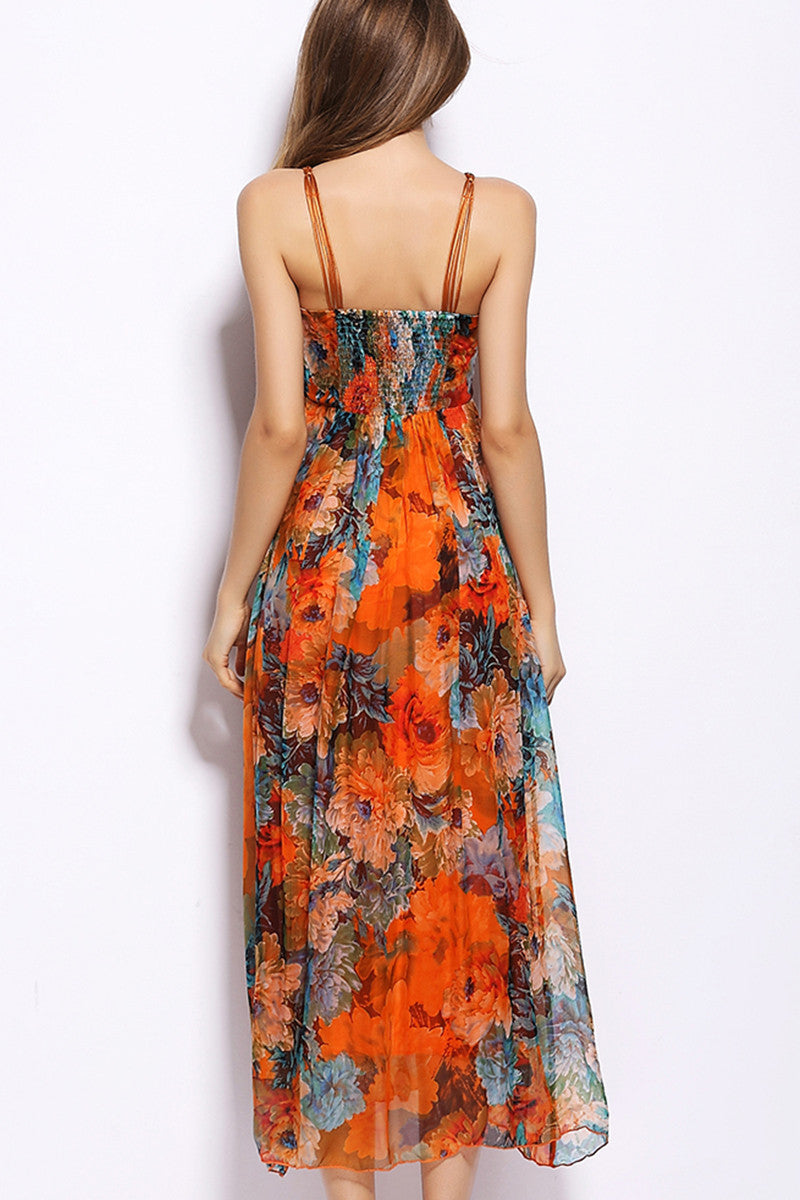 Multi Summer Floral Surplice Maxi Dress