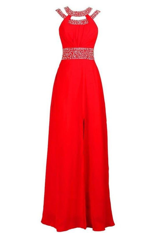 Round Collar Sequins Bridesmaid Evening Bridal Long Dress