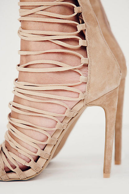 Gladiator Knee High Lace-up Sandal Booties