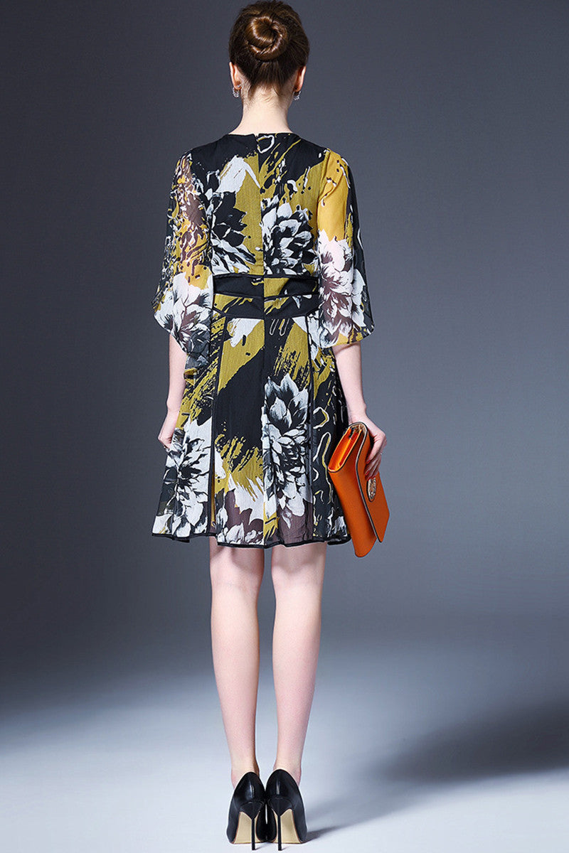 WOMEN'S CASUAL WEAR TO WORK PRINT AND FLORAL SHORT DRESS