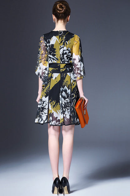 WOMEN'S CASUAL WEAR TO WORK PRINT AND FLORAL SHORT DRESS
