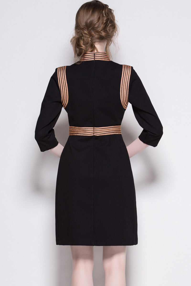 Women's Slim Fit Elegant Stand Collar Wear to Work Short Dress