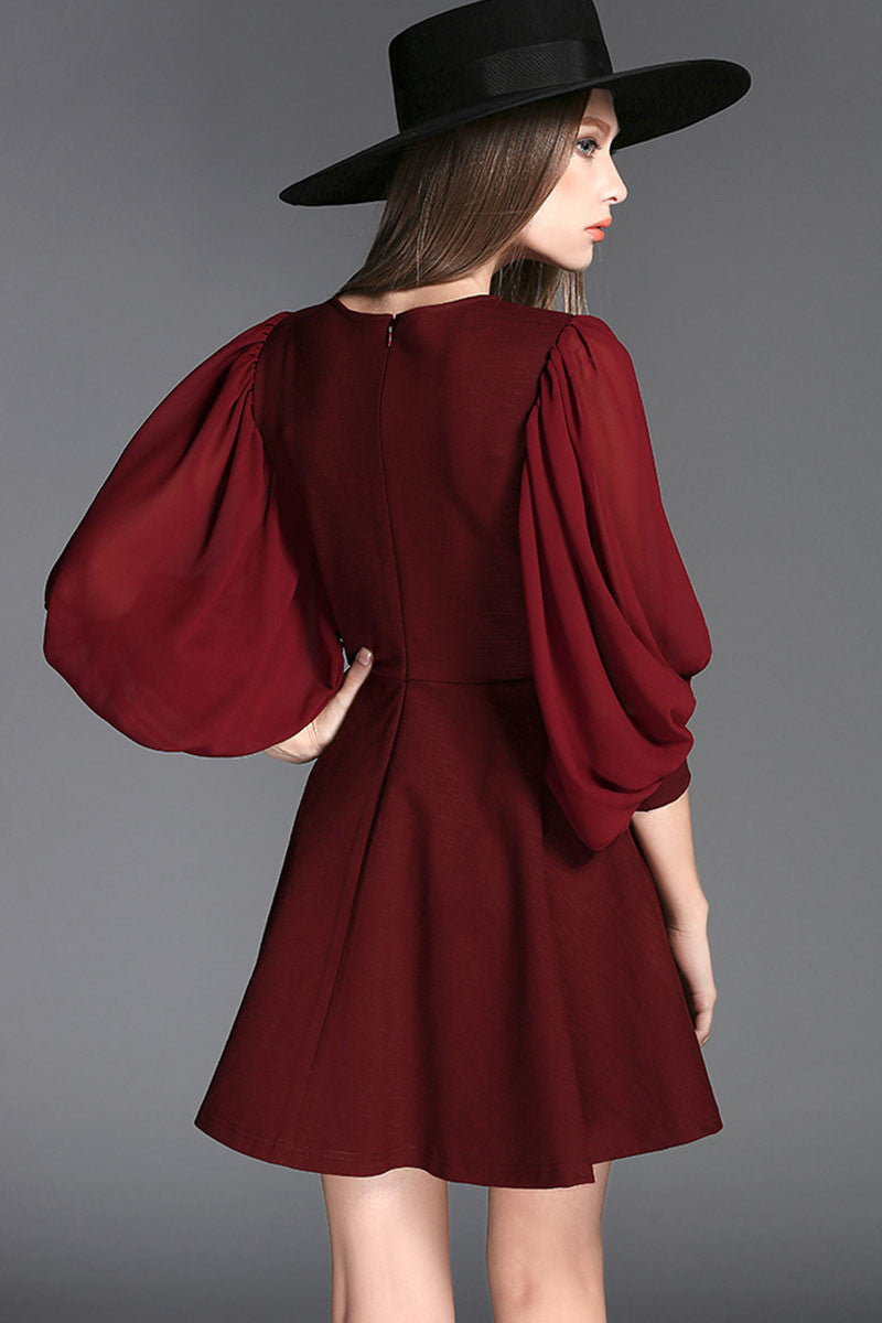 WOMEN'S GRACE ROUND NECK LOOSE SHORT DRESS