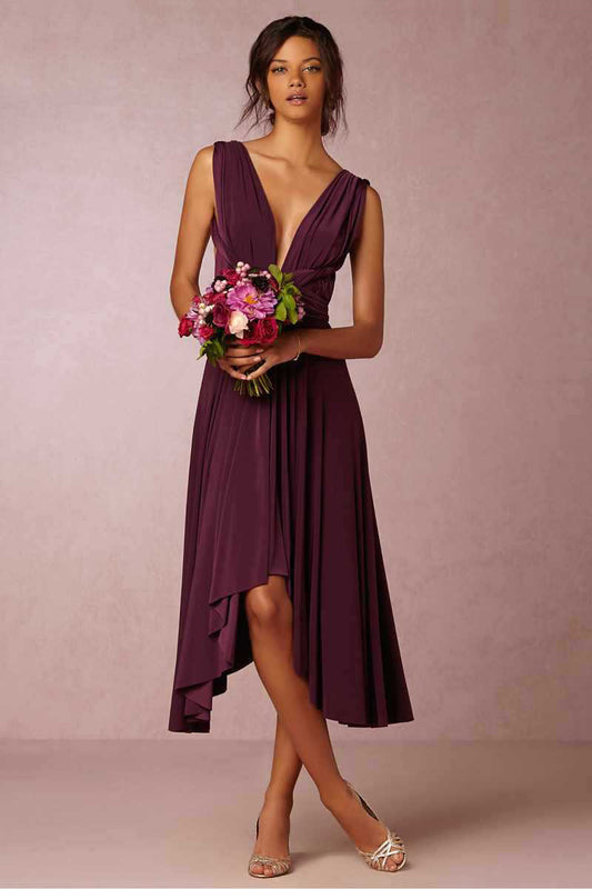 Deep-V Solid Wide Backless Dress