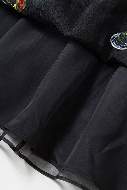 Butterfly Embroidered Little Black Cocktail Dress