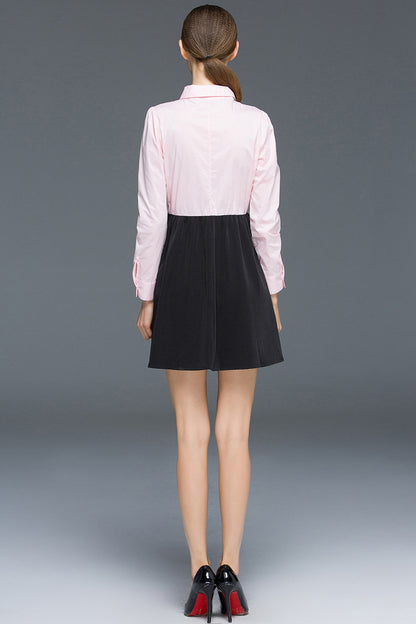 WOMEN'S WEAR TO WORK CASUAL LONG SLEEVE POLO NECK SHORT DRESS