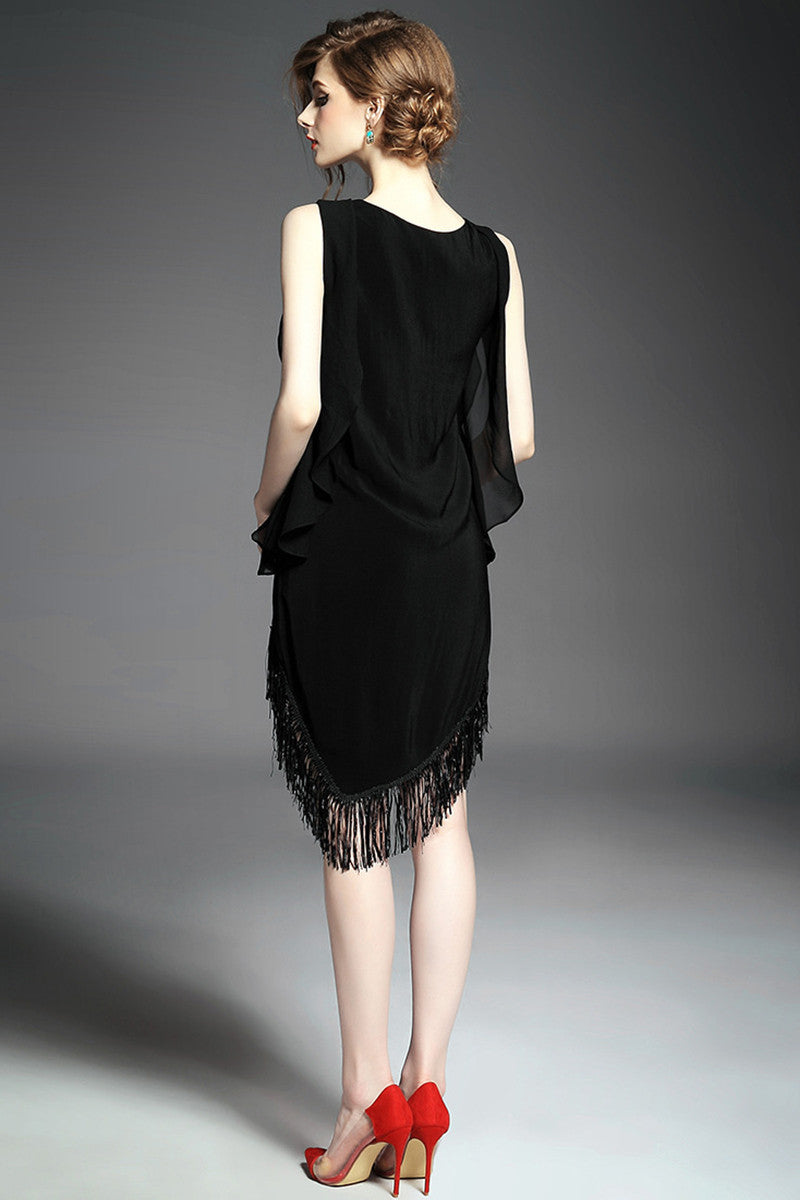 WOMEN'S H-LINE BOAT NECK SLEEVELESS CASUAL DRESS