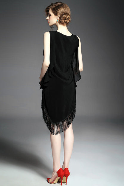 WOMEN'S H-LINE BOAT NECK SLEEVELESS CASUAL DRESS