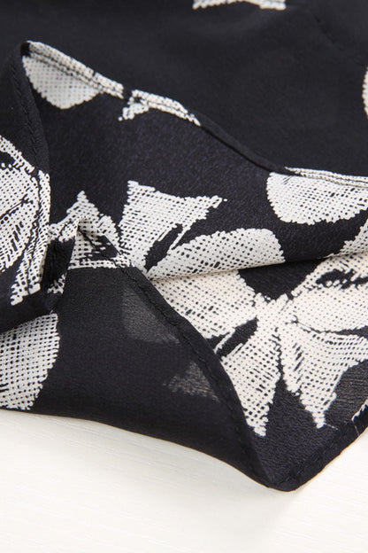 Roll Collar Bowknot Print Top