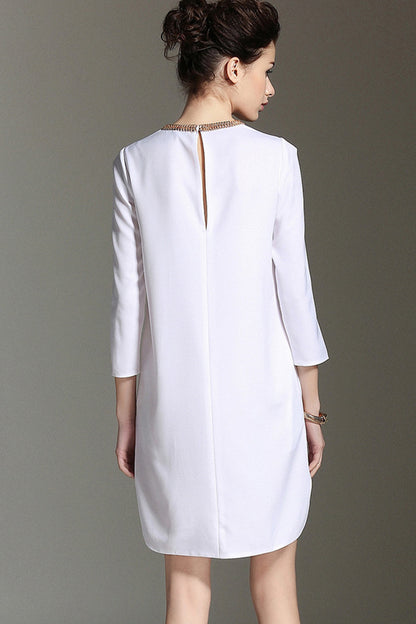 WOMNE'S ELEGANT ROUND NECK 3/4 SLEEVE WEAR TO WORK COCKTAIL PARTY DRESS