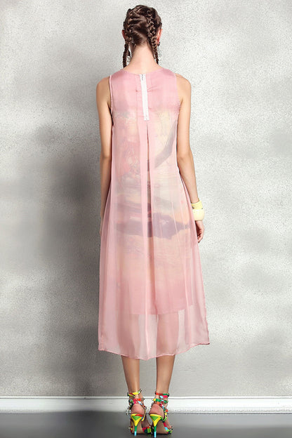 Hi-Low Poetry Side Slit Casual Dress