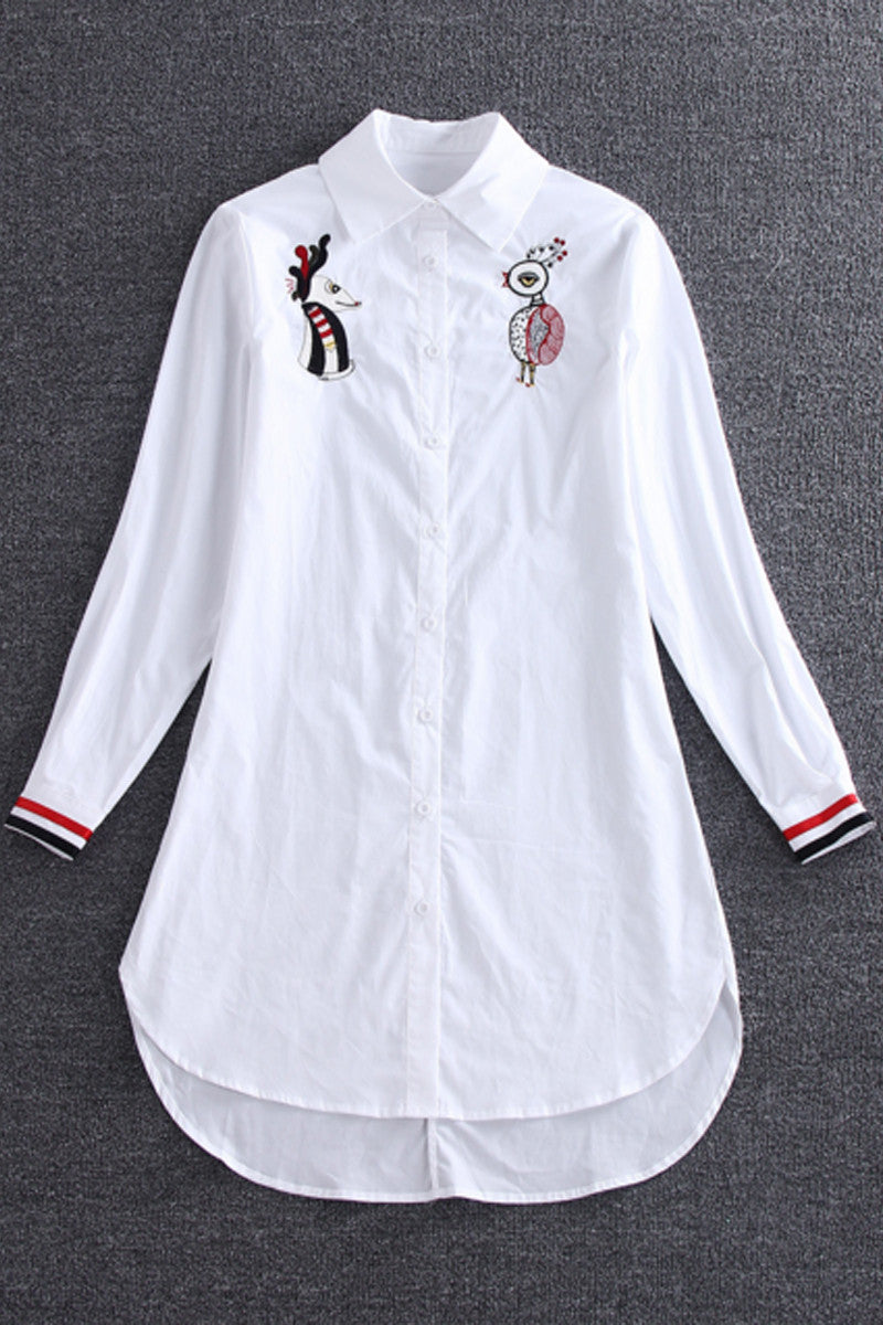 Cuty Embroidered Long Shirts - NJOYDRESS - 1