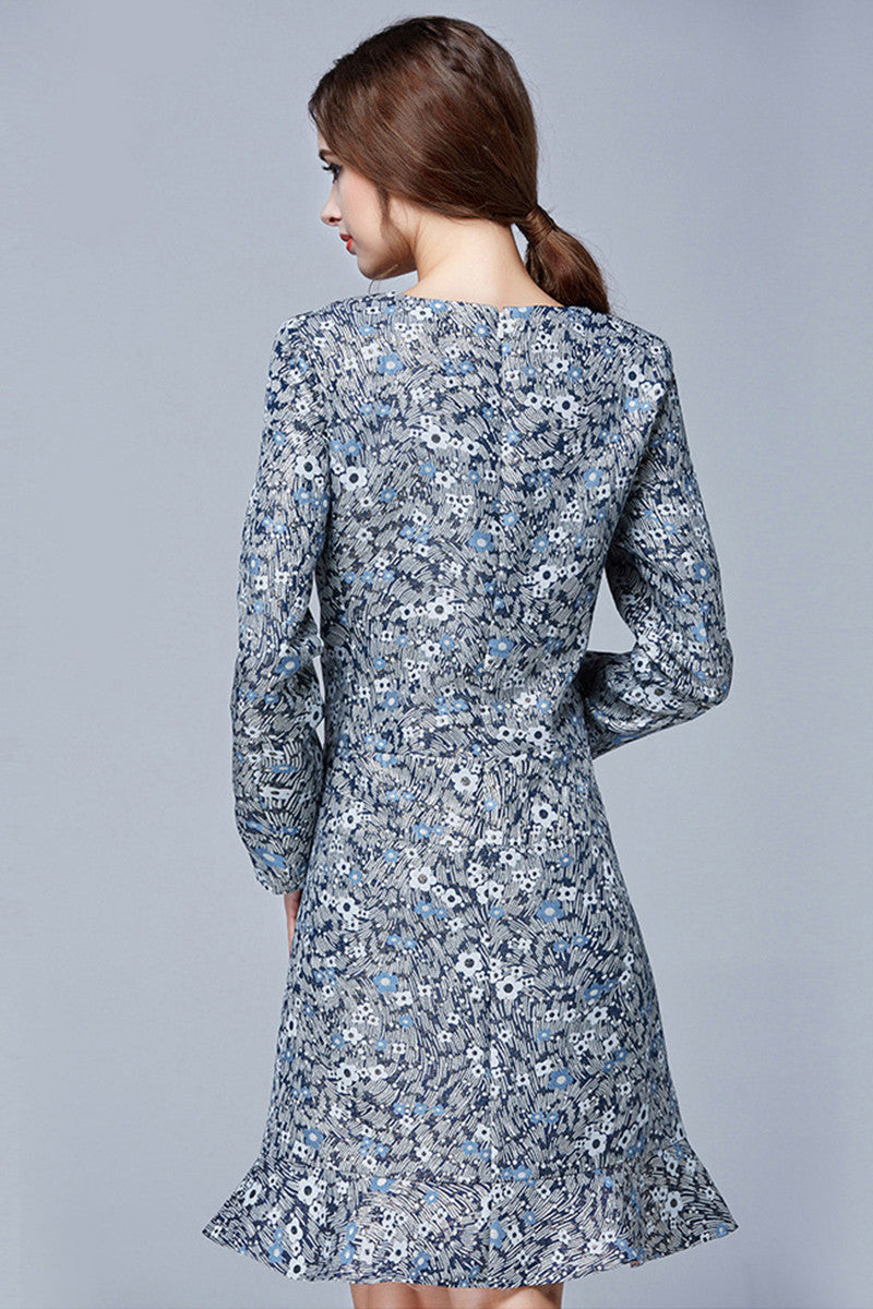 Multi Pattern Ruffle Bottom Dress