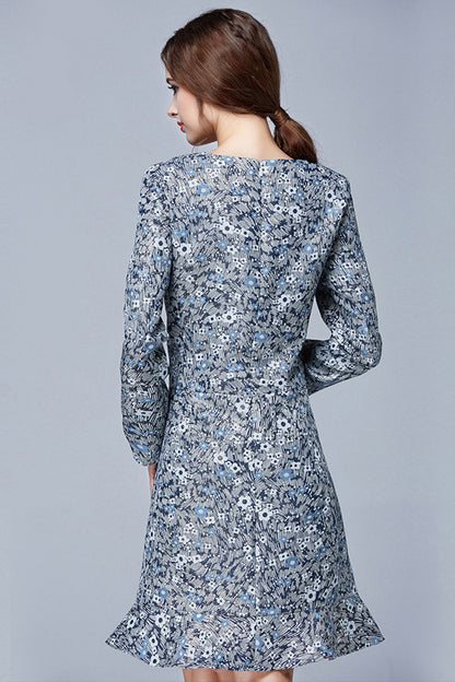 Multi Pattern Ruffle Bottom Dress