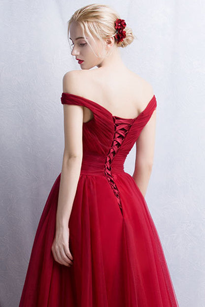 Off Shoulder Evening Gown with Sweetheart Neckline Ruched Bodice Dress
