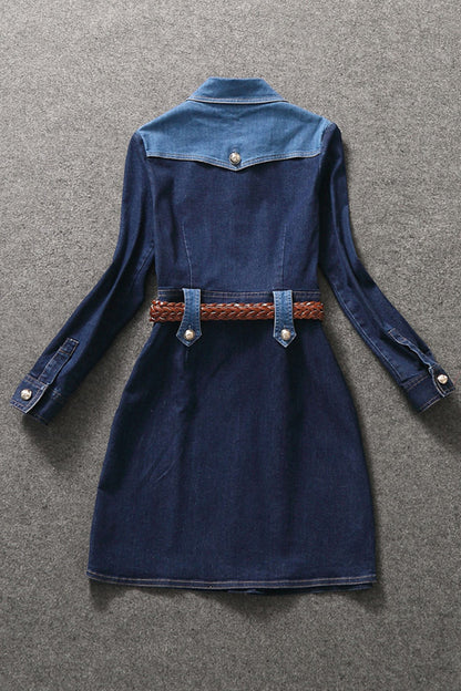 Denim Dress With High Front Slit