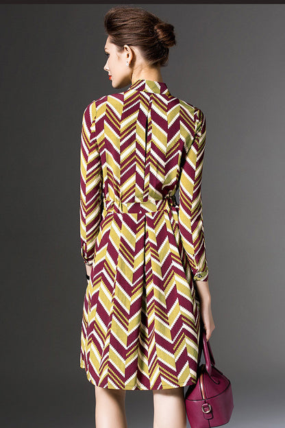 Wide Wave Pattern Shirts Dress - NJOYDRESS - 3