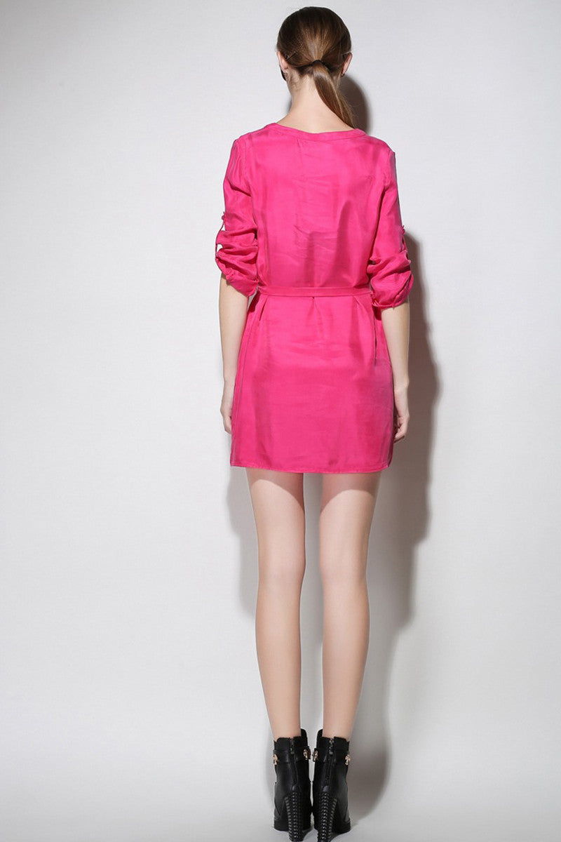 Roll-Up Sleeve Pullover Dress