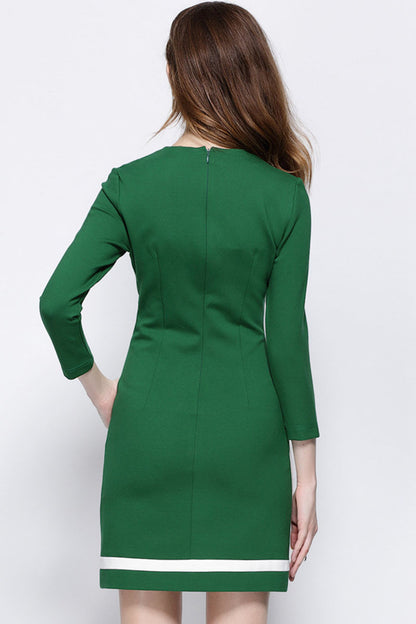 Slim Elegant Round Neck 3/4 Sleeve Formal Dress