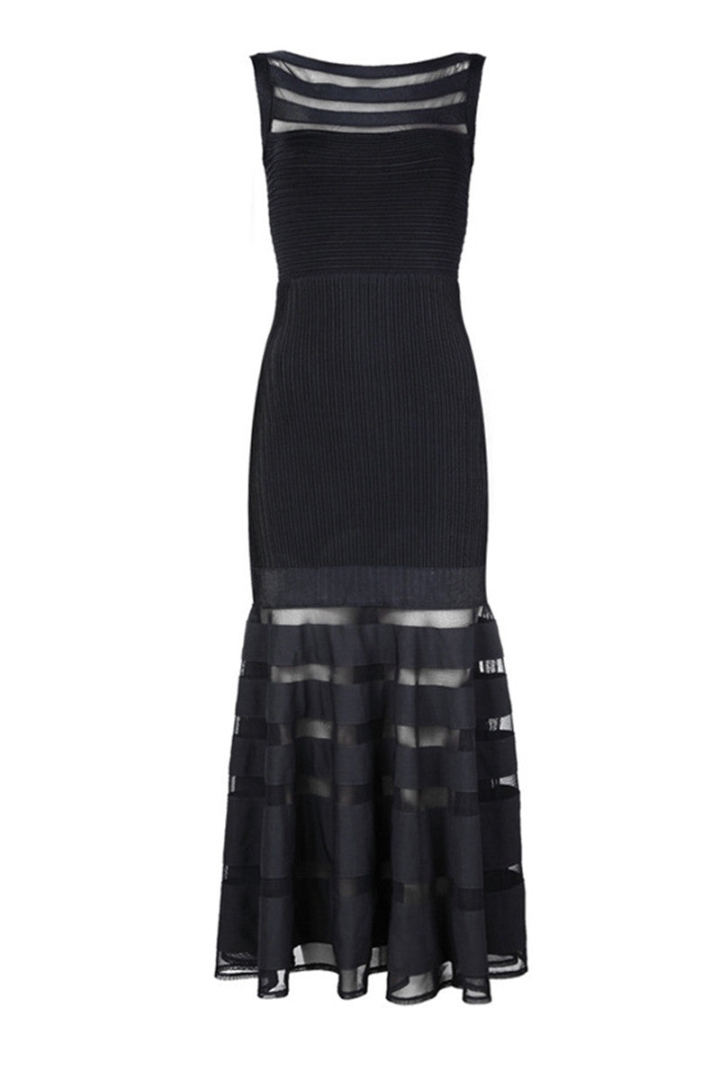 Elegant Sleeveless Lace Overlay Evening Dress