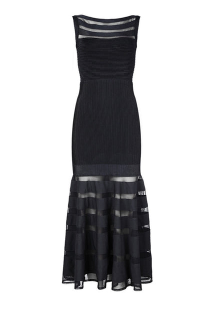 Elegant Sleeveless Lace Overlay Evening Dress