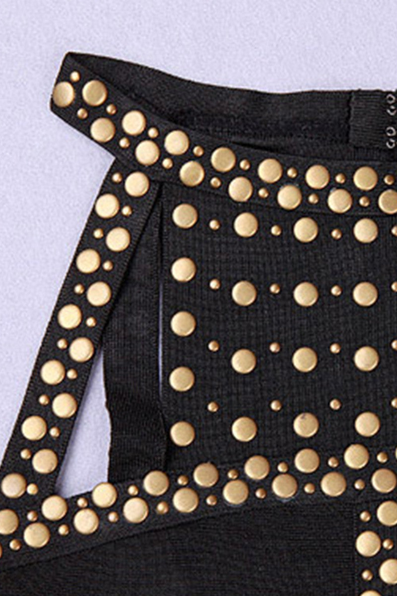 Sexy Round Neck Patched Beaded Club Dress